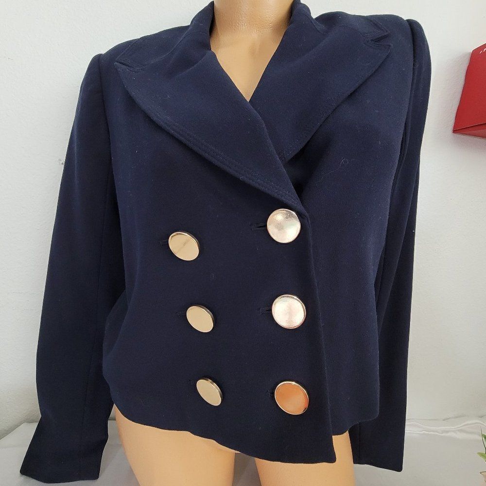 1484  a . n . d  Blue Short Blazer Long Sleeve Size  Small